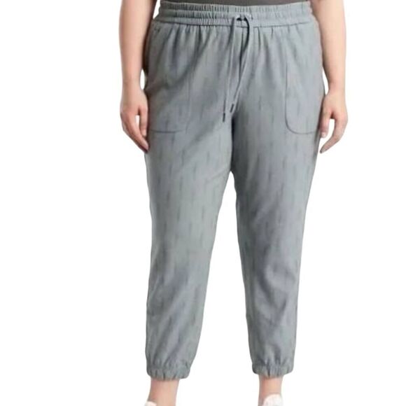 Athleta Joggers Women's 16 Grey Printed Farallon Cotton Drawstring Lounge Pant - Picture 1 of 6